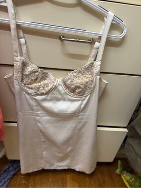White Fox Boutique Ivory Lace-Trim Bustier Chemise